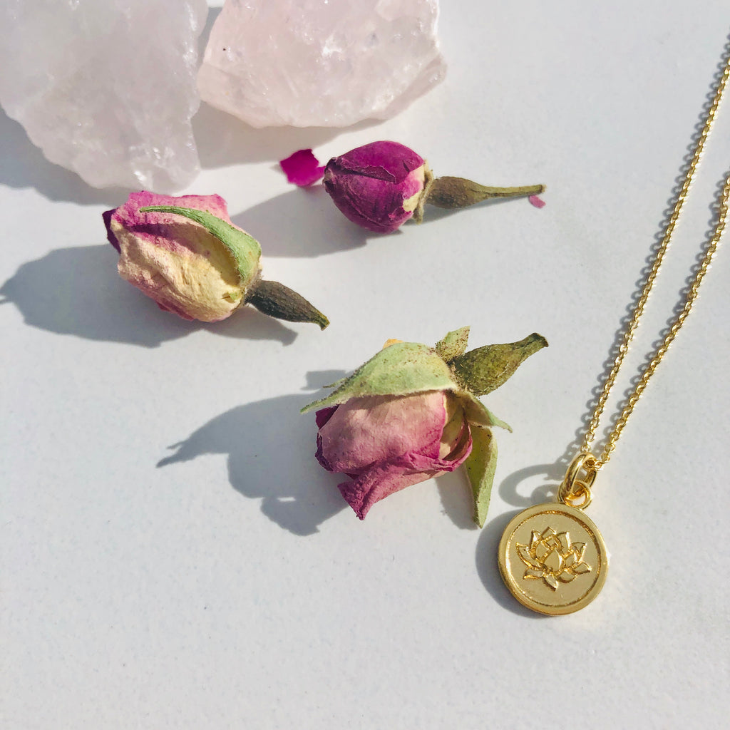 24 carat gold Lotus necklace for Lilyleaf