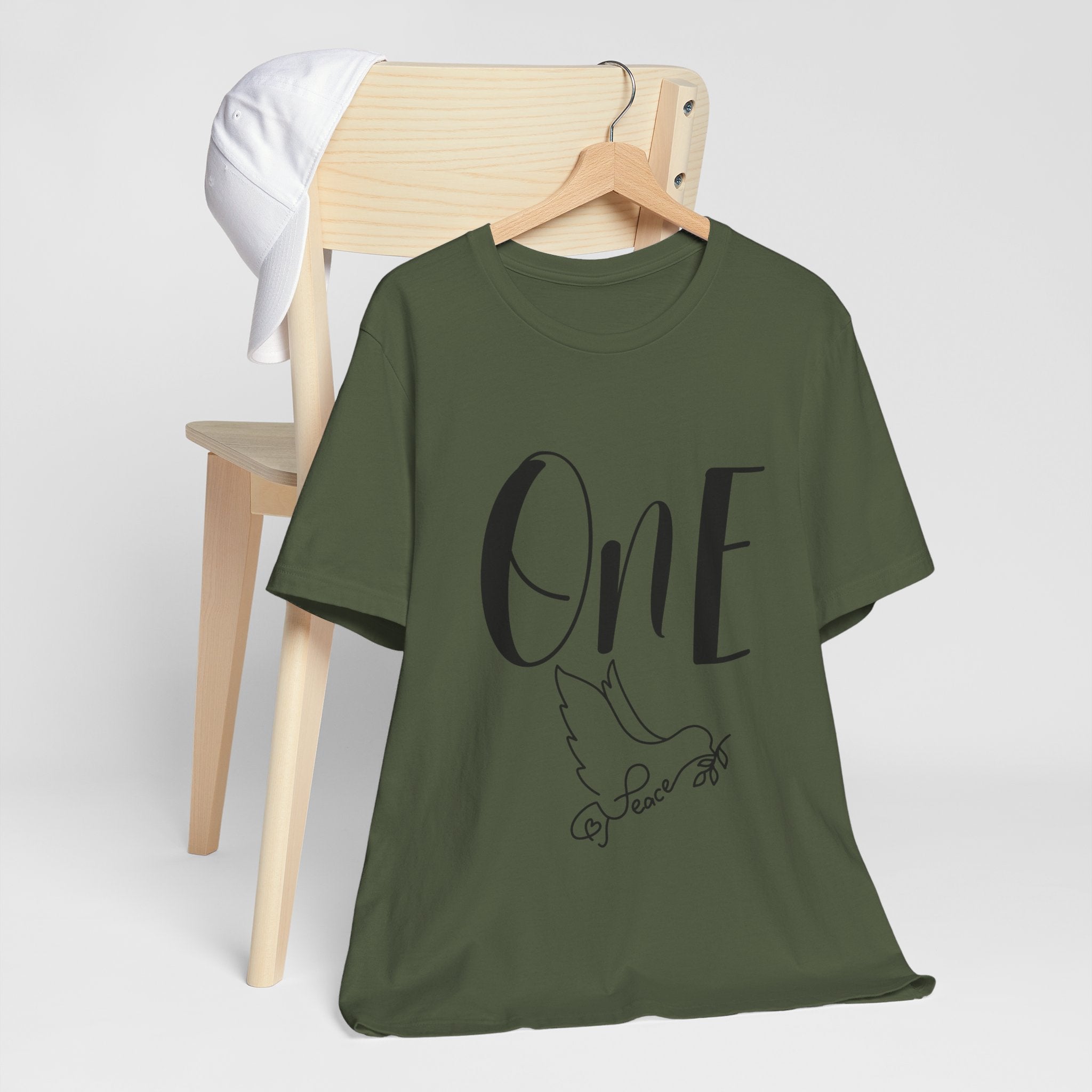 One Peace Tshirt, Zen Vibes Inspo Graphic Tee gift for friends family festival celebrations Peace on Earth World Peace Stop war Dove tee