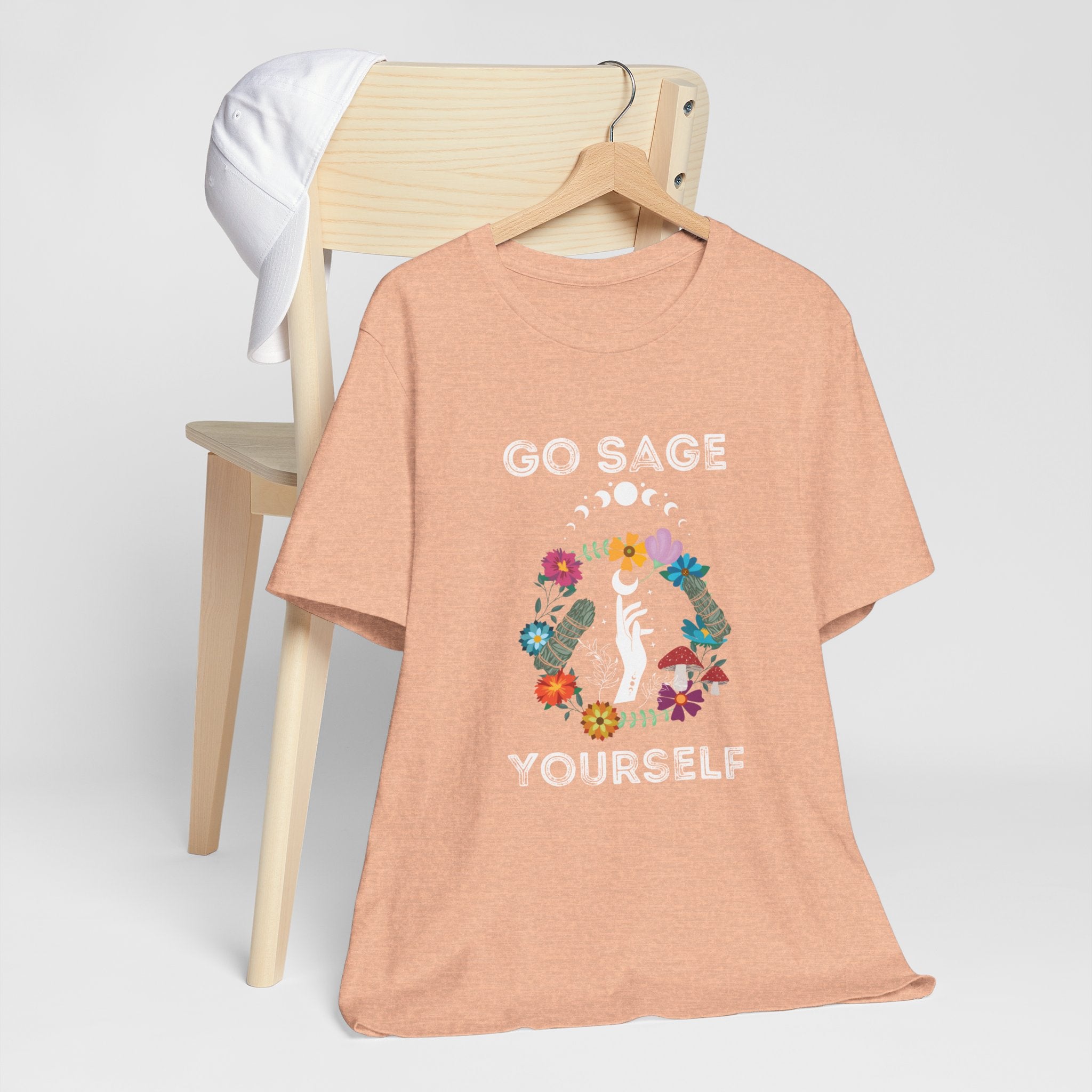 Go Sage Yourself Flower Mushroom fungi Tshirt, fun for festivals, parties or yoga Bring in positivity and good vibes, Higher Self connection