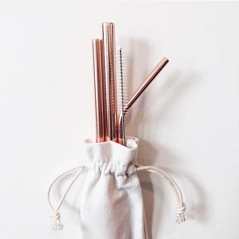 Stainless Steel Straws X Rose Gold