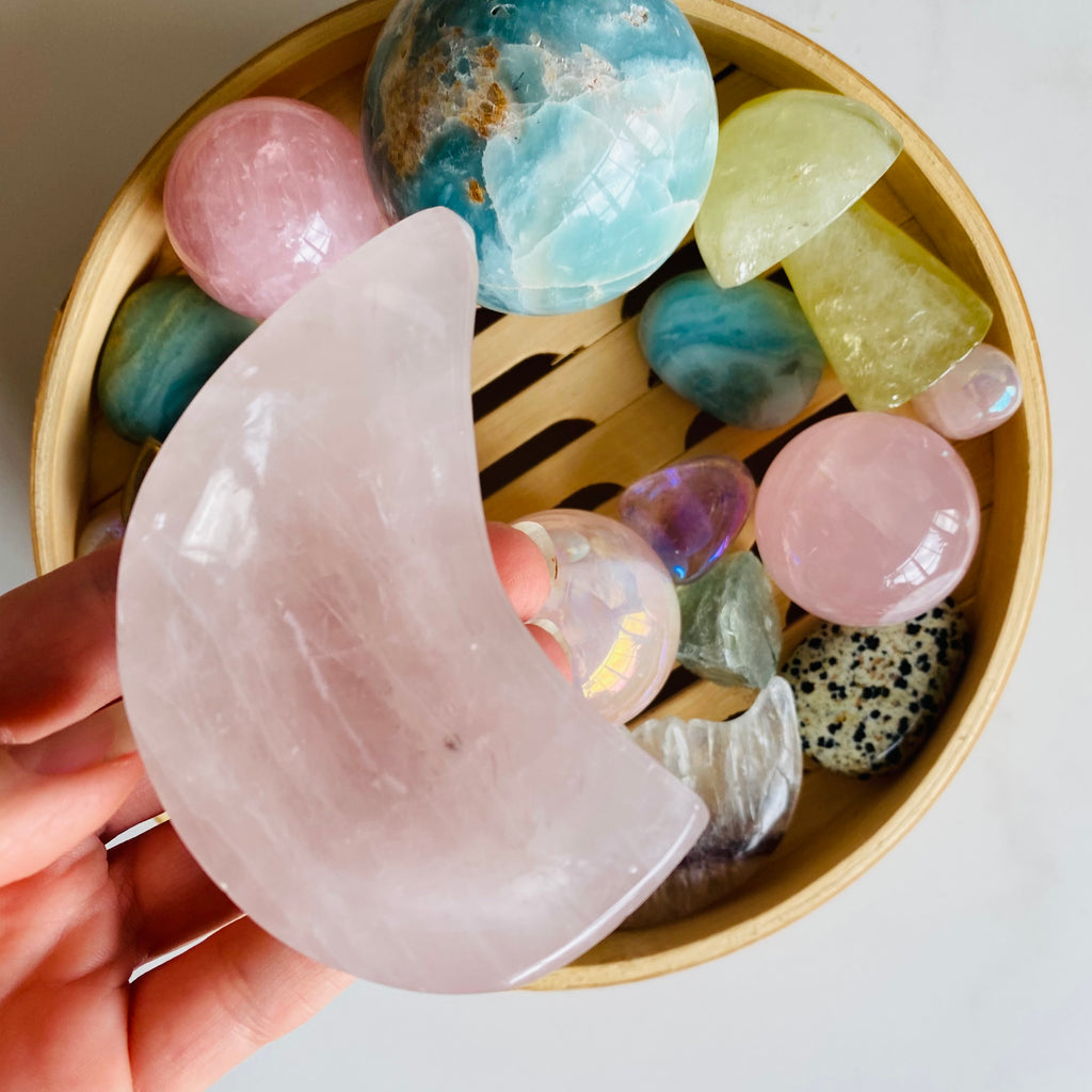 Crescent Moon Dish Mini size X Rose Quartz