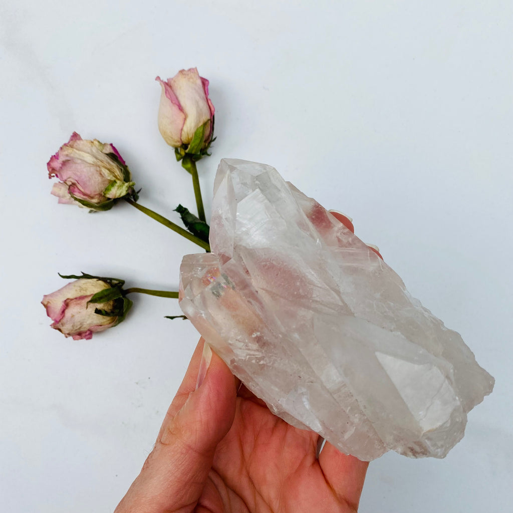 Clear Quartz Point with cluster X Master Healer