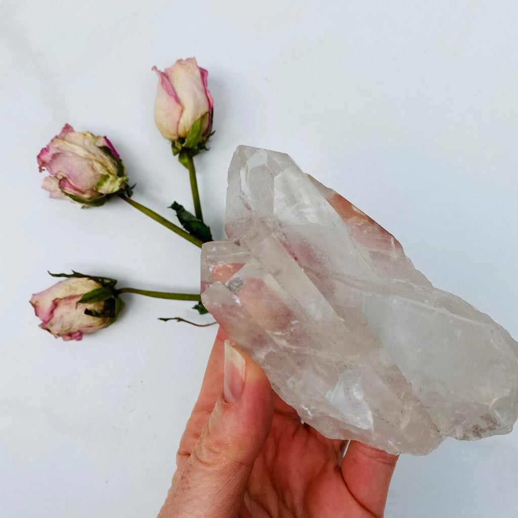 Clear Quartz Point with cluster X Master Healer